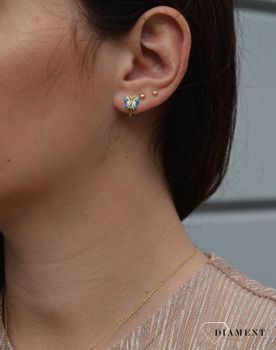 Złote kolczyki 333 niebieskie motylki z emalią. Kolczyki złote w Sklepie z Biżuterią  (3).JPG